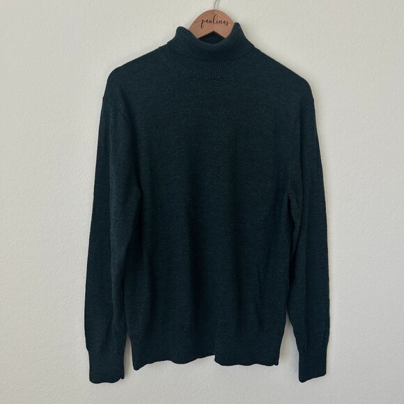 Bonobos Sweater Mens Medium Dark Green Turtleneck Fine Merino Wool Pullover M - Picture 1 of 7